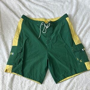 Daniel Cremieux Green and Yellow Board Shorts Quick-Dry